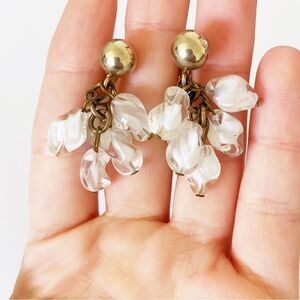 Vintage Bergere goldtone glass beaded drop earrings